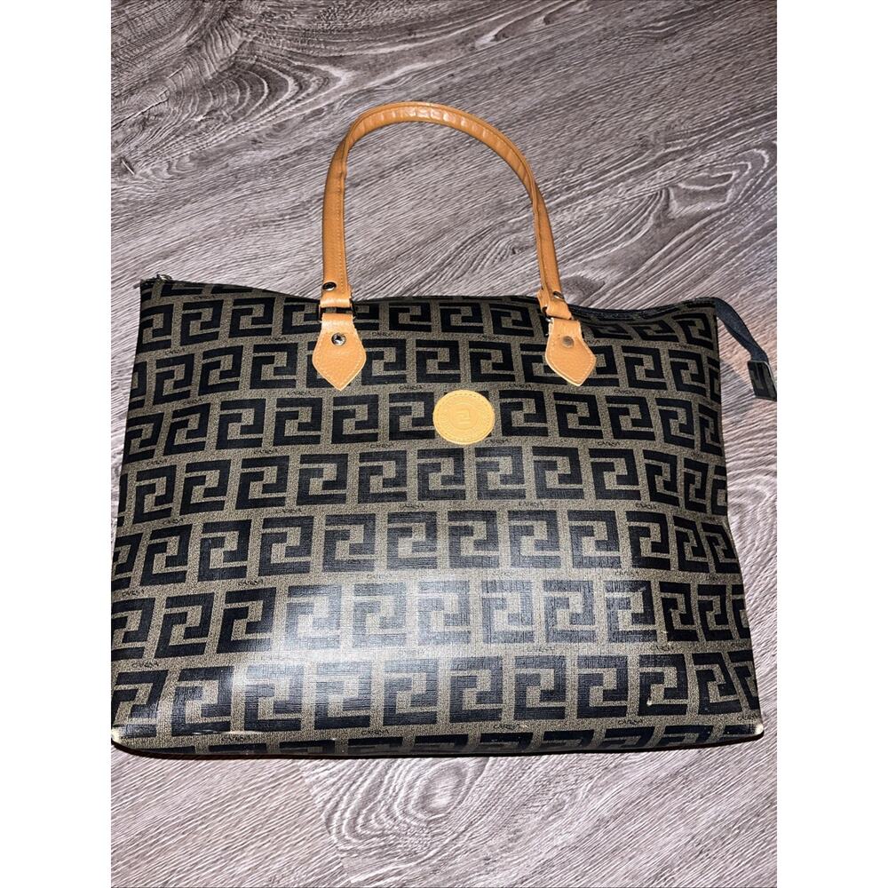 Carina Collection Greek Key Pattern Purse Tote Large Fantastic
